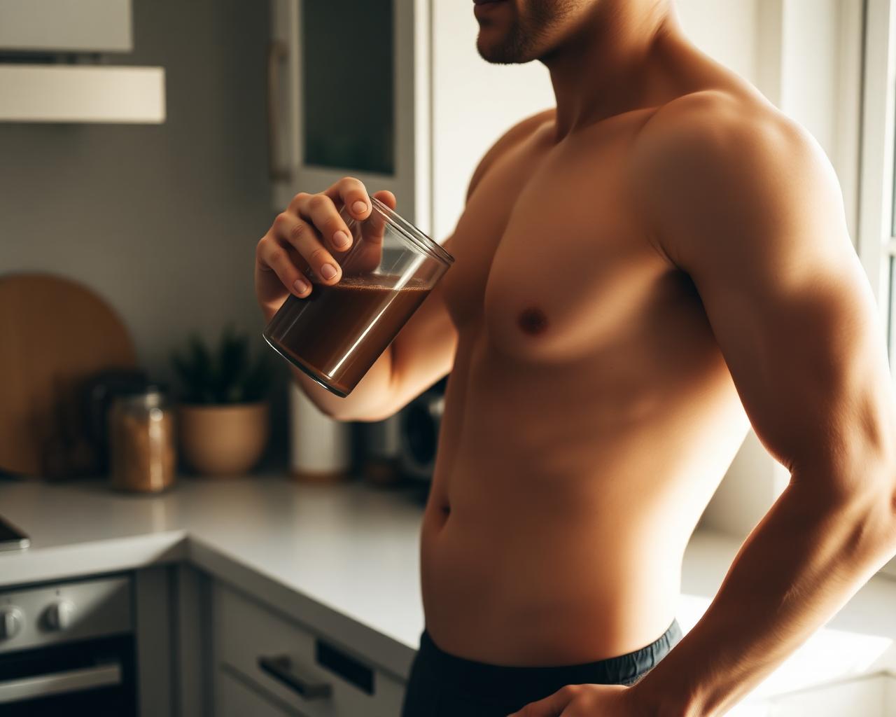 Person drinking protein shake